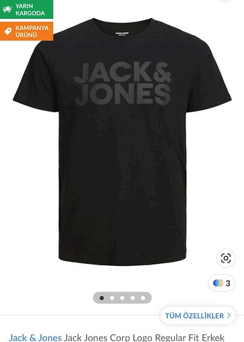 Siyah Jack & Jones Baskılı Erkek Tişört - Görsel 2