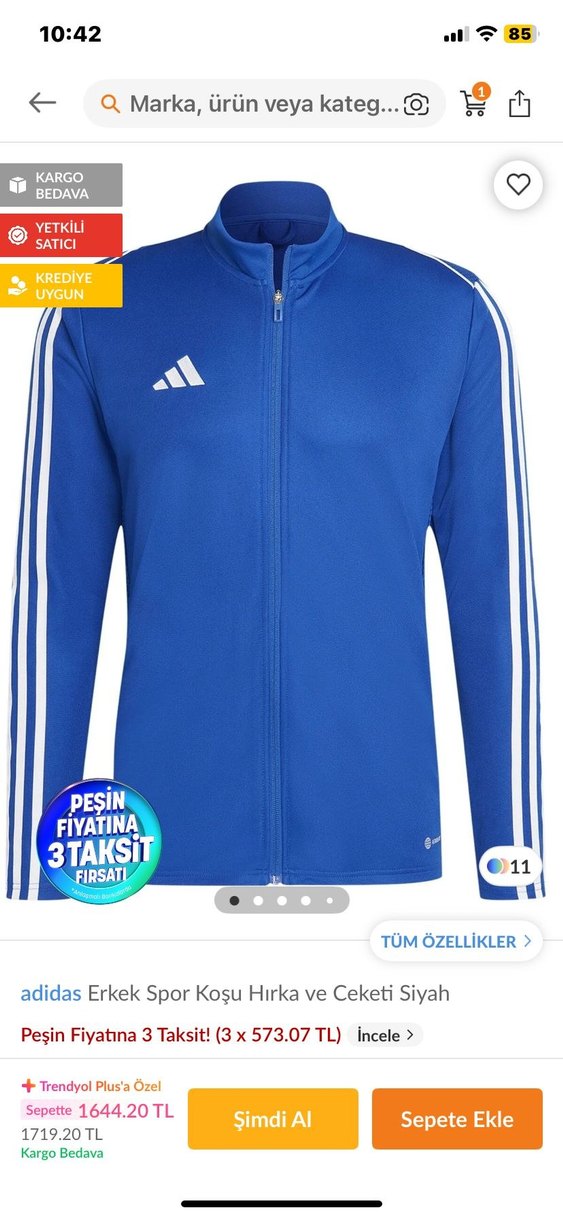 adidas orijinal Mavi Fermuarlı Erkek Eşofman Üstü - Görsel 4