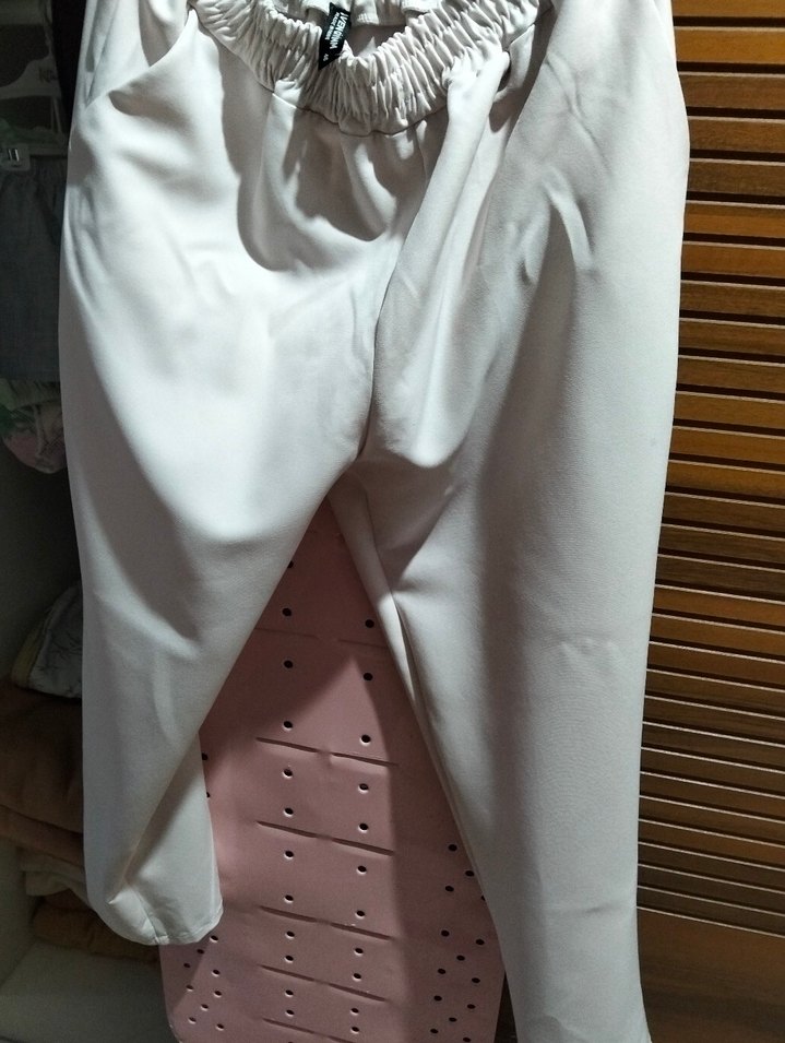 Kadın Beyaz Midi Keten Pantolon - Görsel 3