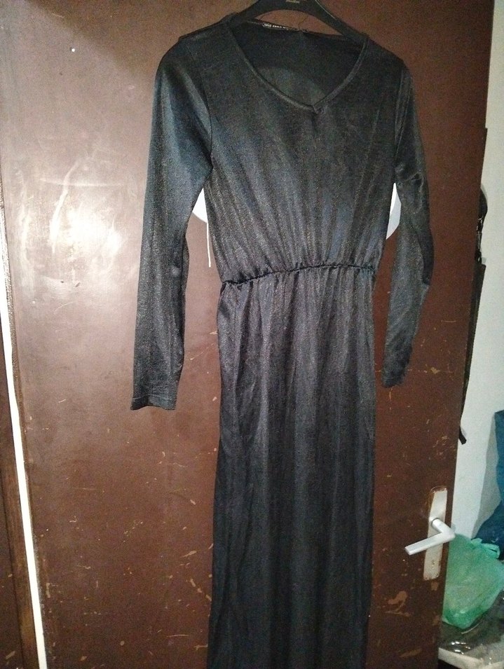 Siyah Uzun Kollu Gotik Elbise - Görsel 2