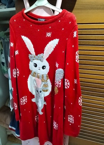 Kız Çocuk Renkli Nakışlı Örgü Kazak - Görsel 2