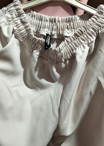 Beyaz Kadın Midi Kumaş Pantolon - Görsel 2