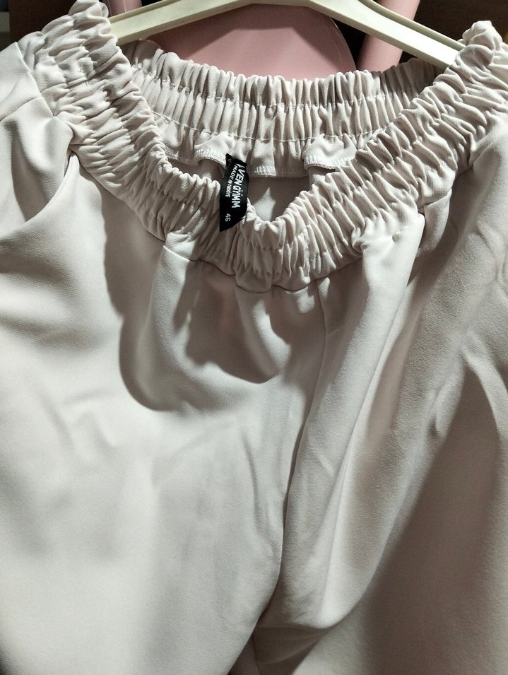 Beyaz Kadın Midi Kumaş Pantolon - Görsel 2