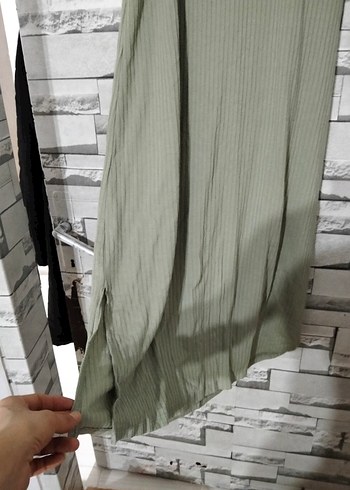 Kadın Siyah Kareli Uzun Pilili Keten Etek - Görsel 9