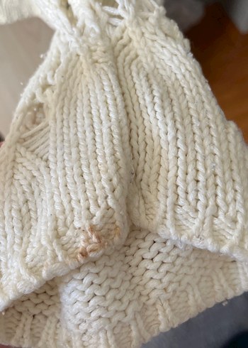 Bohem Beyaz Örgü Kadın Kazak - Görsel 3