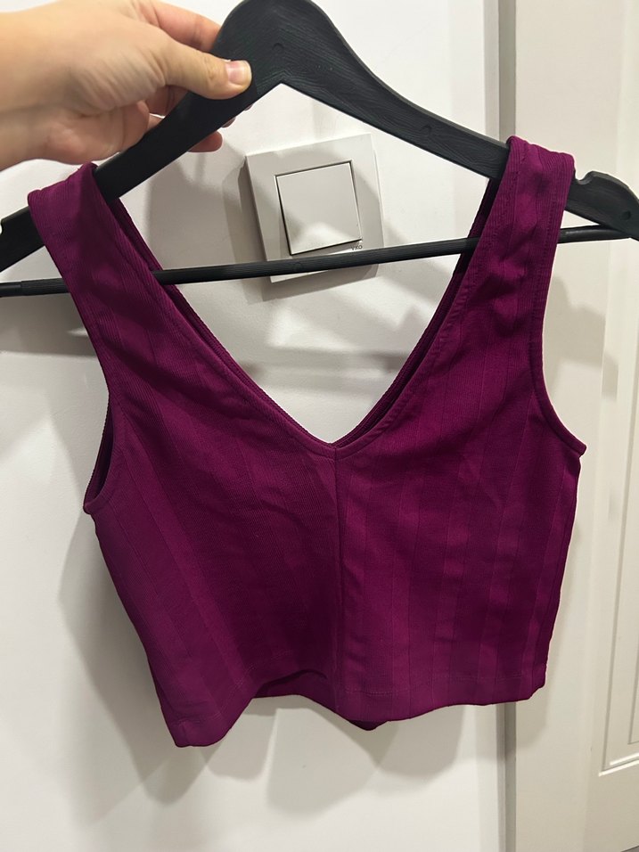 Mor Süet V Yaka Kadın Atlet - Görsel 3