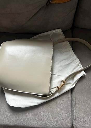 Zara Bej Deri Minimalist bucket Kadın Çanta - Görsel 6