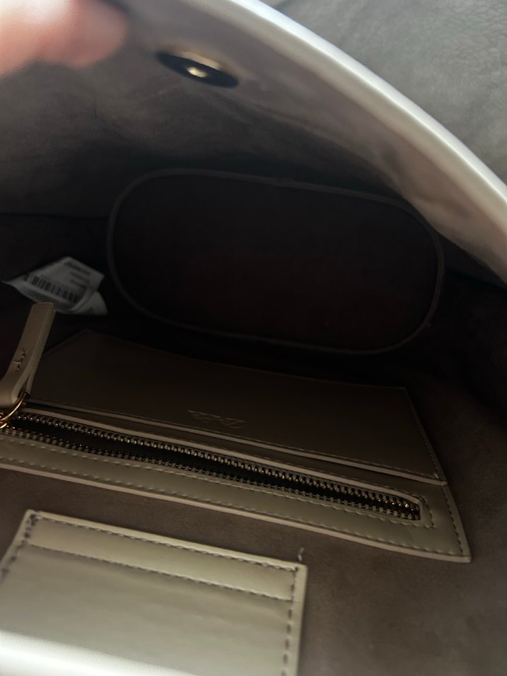 Zara Bej Deri Minimalist bucket Kadın Çanta - Görsel 4