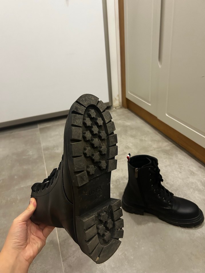 Siyah Rugan Kadın Bot, Stiletto Topuklu - Görsel 4