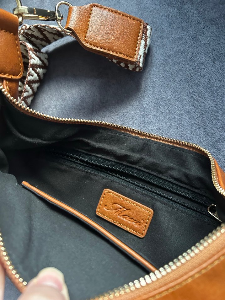 Mavi Kahverengi Deri Bohem Kadın Çanta - Görsel 4