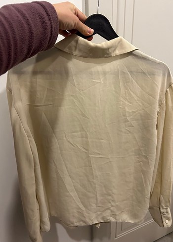 Bej Düğmeli Uzun Kollu  Gömlek - Görsel 2