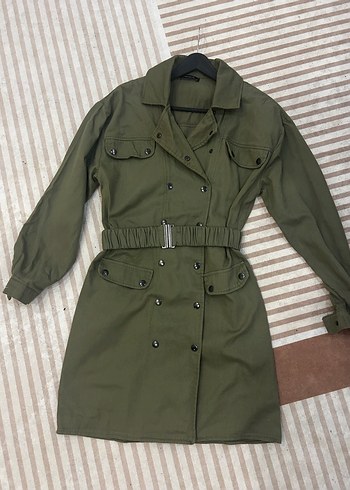 Haki Kadın Kemerli yakalı elbise - Görsel 2