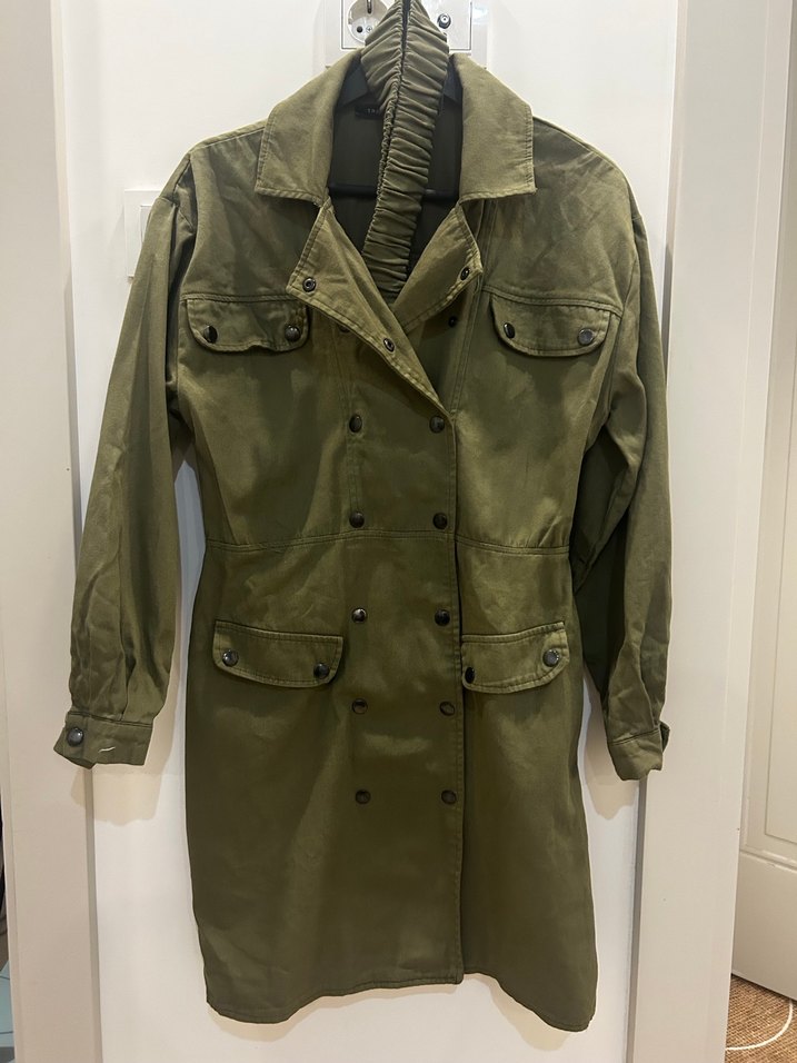 Haki Kadın Kemerli yakalı elbise - Görsel 3