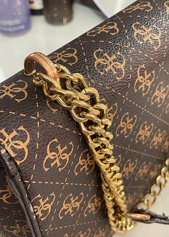 Guess Kahverengi Desenli Kadın Deri Omuz Çantası - Görsel 5