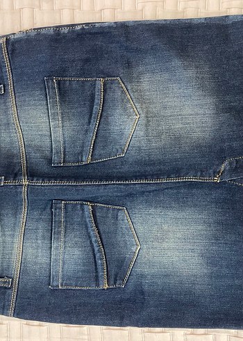 Lacivert Kadın Denim Mini Etek - Görsel 3