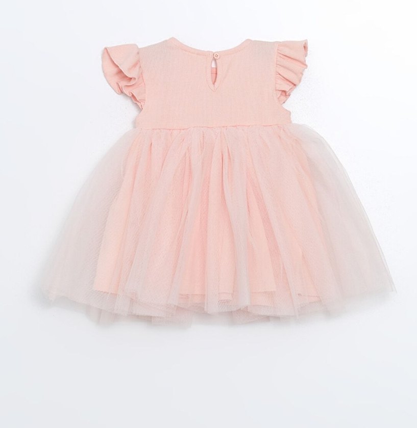 Pembe Fırfırlı Kız Çocuk Elbise - Görsel 2