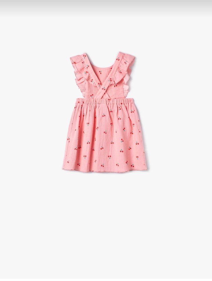 Kız Çocuk Pembe Fırfırlı Kolsuz Elbise - Görsel 2