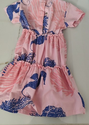 Pembe Baskılı Kız Çocuk Elbise - Görsel 2