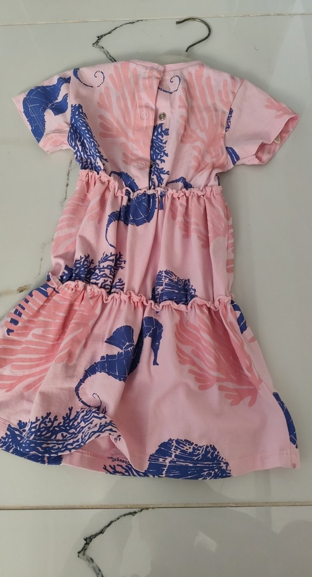 Pembe Baskılı Kız Çocuk Elbise - Görsel 2