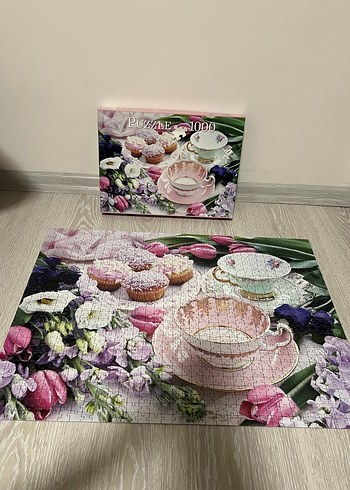1000 Parça Pastel Pembe Çay Saati Puzzle - Görsel 3