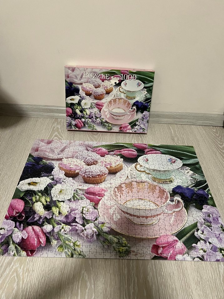 1000 Parça Pastel Pembe Çay Saati Puzzle - Görsel 3