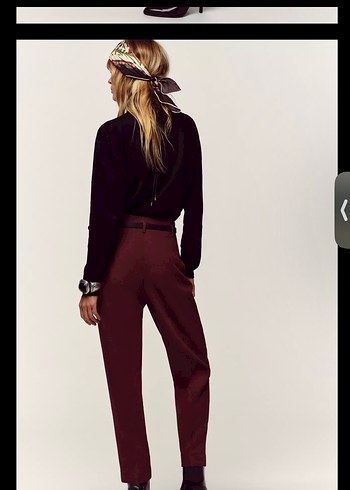 Bordo Süet Kemerli Uzun Kadın Kaban - Görsel 3