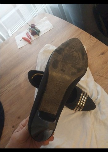 gold rengi Tokalı Siyah Kadın Dolgu Topuklu Stiletto - Görsel 8