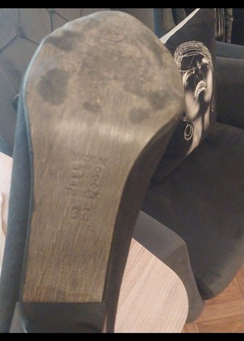 gold rengi Tokalı Siyah Kadın Dolgu Topuklu Stiletto - Görsel 6