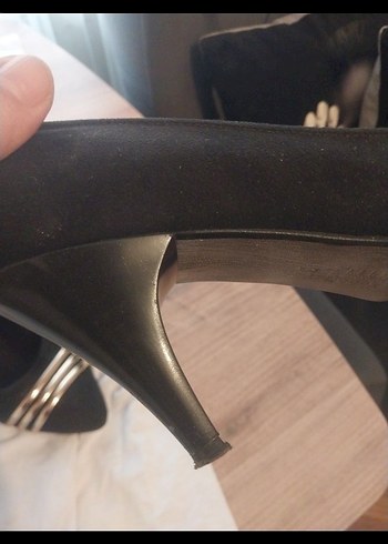 gold rengi Tokalı Siyah Kadın Dolgu Topuklu Stiletto - Görsel 5