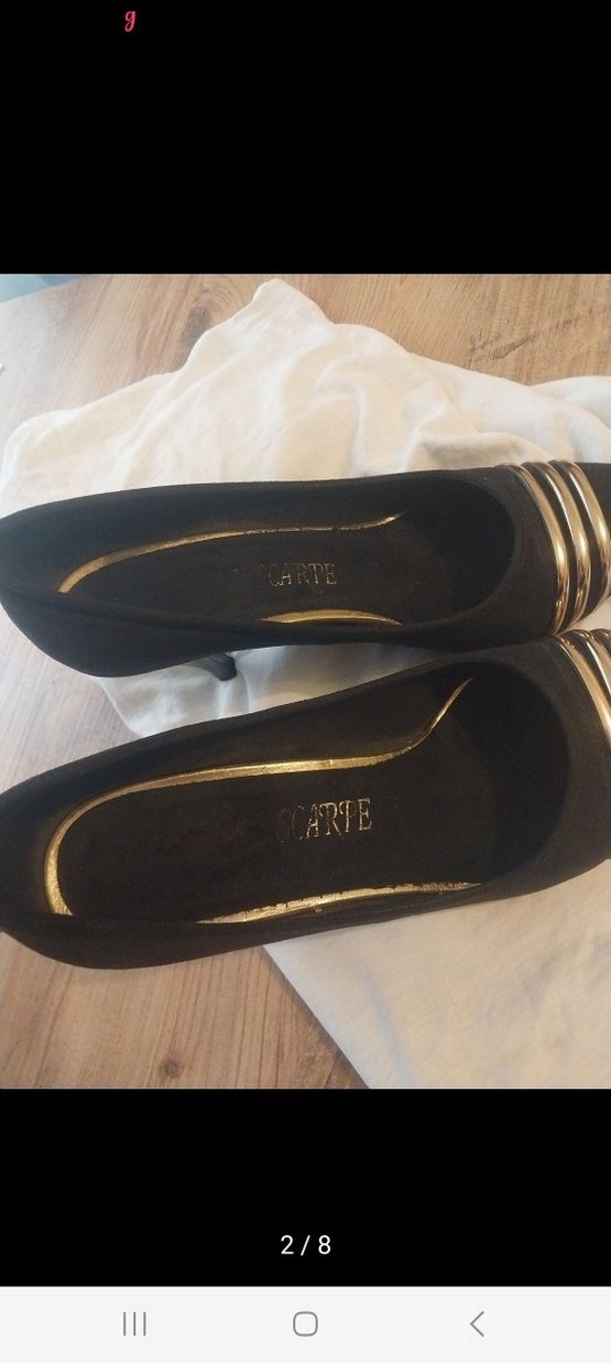 gold rengi Tokalı Siyah Kadın Dolgu Topuklu Stiletto - Görsel 4