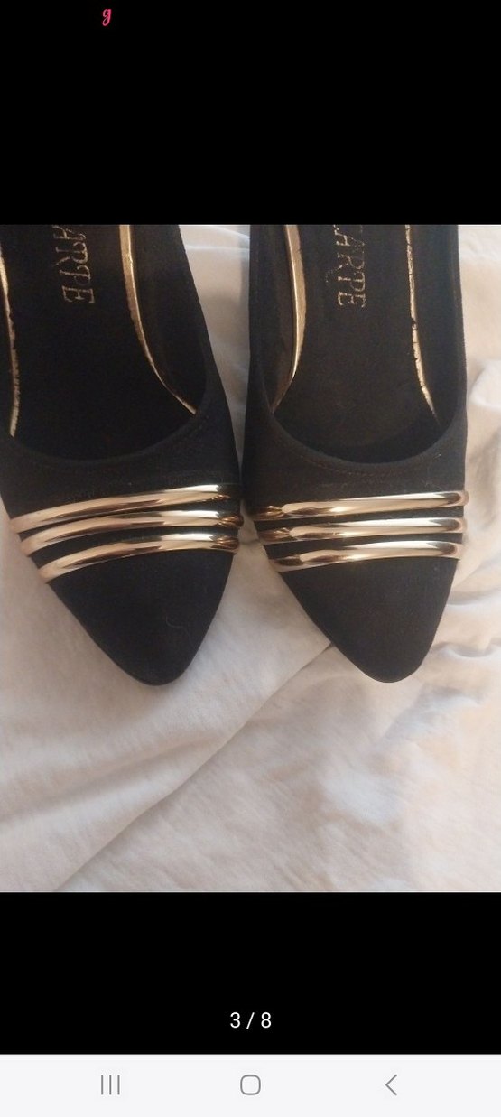 gold rengi Tokalı Siyah Kadın Dolgu Topuklu Stiletto - Görsel 2