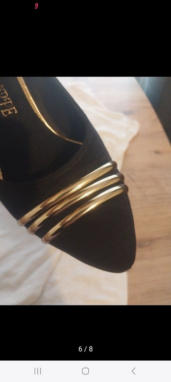 gold rengi Tokalı Siyah Kadın Dolgu Topuklu Stiletto - Görsel 3