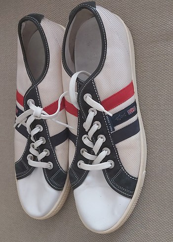 Beyaz Siyah Çizgili Bağcıklı Erkek Spor Ayakkabı - Görsel 2