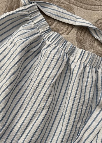 Çizgili Beyaz Hamile Uzun Etek - Görsel 3