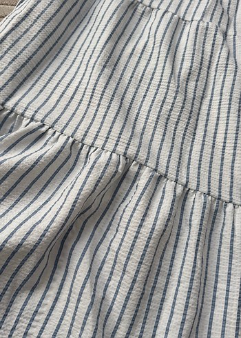 Çizgili Beyaz Hamile Uzun Etek - Görsel 2