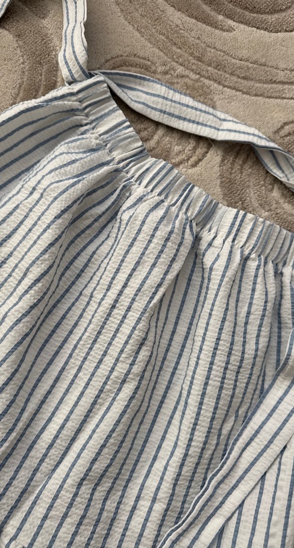 Çizgili Beyaz Hamile Uzun Etek - Görsel 3