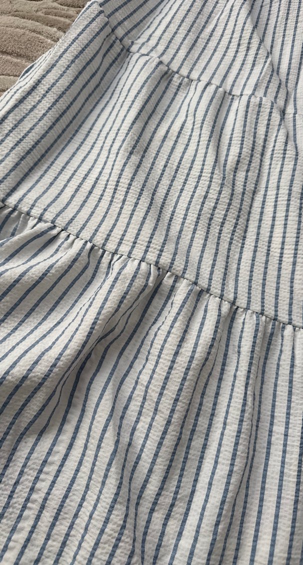 Çizgili Beyaz Hamile Uzun Etek - Görsel 2