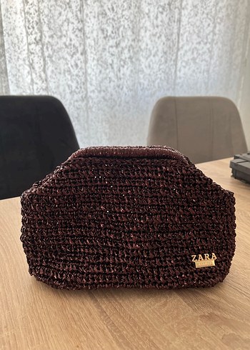 Zara Bordo Orgu Mini Canta