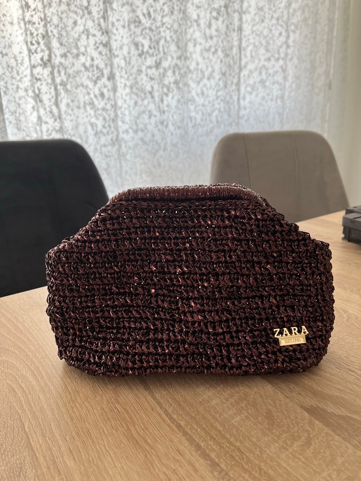 Zara Bordo Örgü Mini Çanta — görsel 2/3