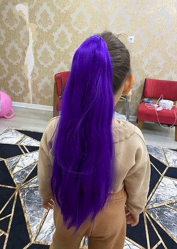 Parlak Mor Püsküllü Avant-Garde Saç Aksesuarı - Görsel 3