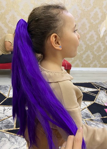 Parlak Mor Püsküllü Avant-Garde Saç Aksesuarı - Görsel 2