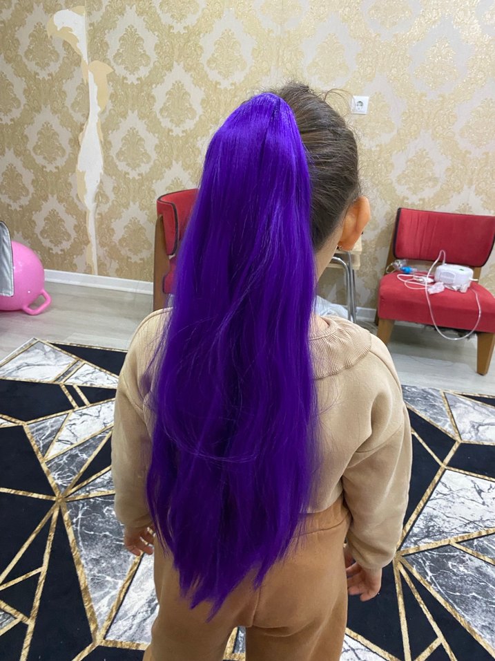 Parlak Mor Püsküllü Avant-Garde Saç Aksesuarı - Görsel 3