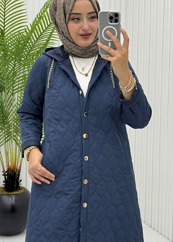 Düğmeli Uzun Kadın Kışlık Mont - Görsel 2