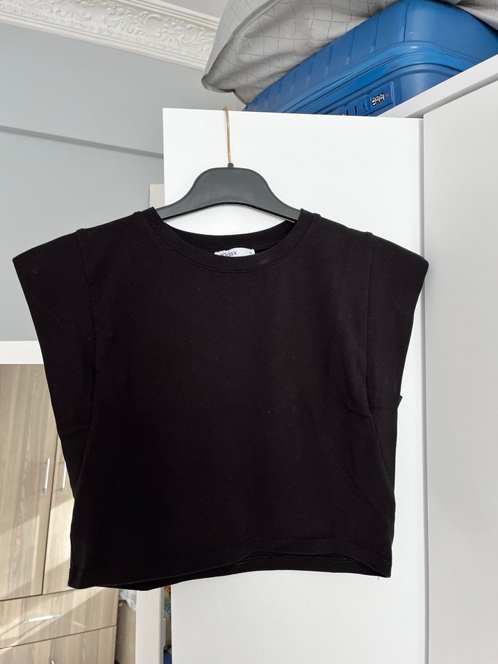 Siyah Kadife Hamile Kısa Kollu Tişört - Görsel 2