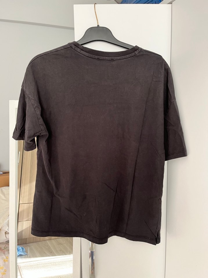 Düğmeli Siyah Basic Hamile Tişörtü - Görsel 3