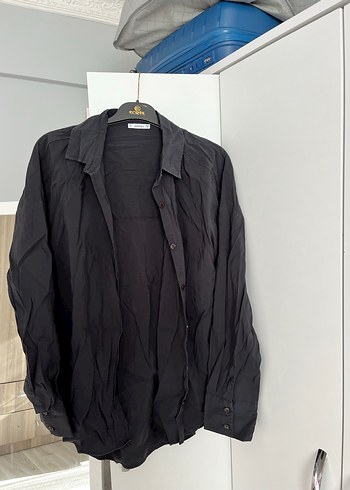 Erkek Siyah Keten Uzun Kollu Gömlek - Görsel 3