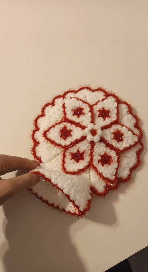 kırmızı beyaz simli banyo lifi - Görsel 5