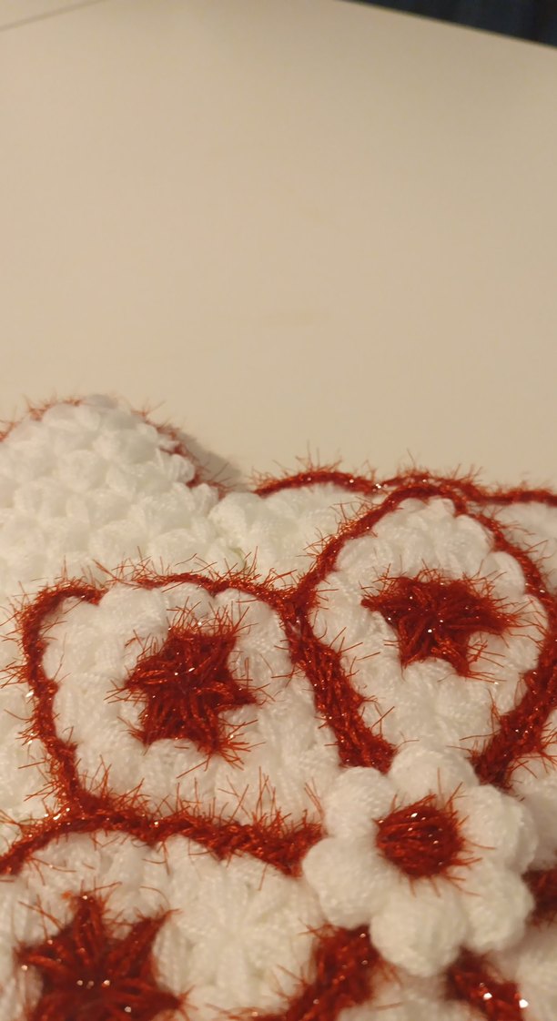 kırmızı beyaz simli banyo lifi - Görsel 3