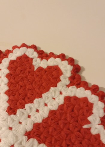 Kırmızı Beyaz Kalp Desenli Örgü banyo lifi - Görsel 4