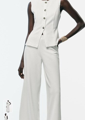 Kadın Beyaz Düğmeli yelek - Görsel 2